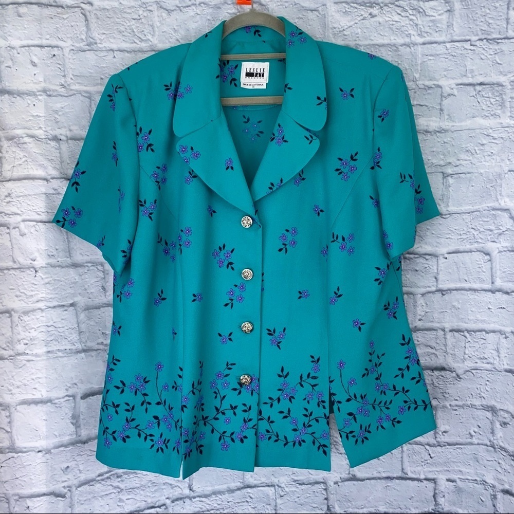 Leslie Fay button down floral print blouse sz 18